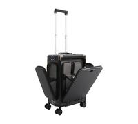 chennnls Valigia per bagaglio a mano, 20 pollici, valigetta da viaggio, apertura a 3 scomparti, porta USB, serratura a combinazione, porta bevande, 4 rotoli, PC (Nero)