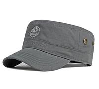CHENNUO Berretto Militare Uomo, Cappello Army Uomo Vintage in Cotone Piatto Cappello con Visiera Baseball Army cap (Grigio-2)