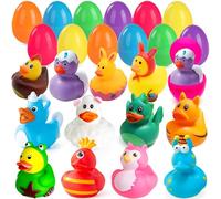 Chennyfun 12 Pcs Easter Eggs Filler Paperelle di Gomma, Colorate Anatra di Gomma a Forma di Animale, Paperelle Giocattoli da Vasca per Doccia, Regali di Giochi la Compleanno Festa per Bambini