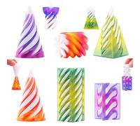 Chennyfun 6 Pcs Impossible Cone, 3D Stampato Spiral Cone Fidget Toy, Impossible Pyramid Passthrough Sculpture, Desktop Spirale Cono Giocattolo Fidget, Giocattoli Fidget Antistress per Adulti e Bambini