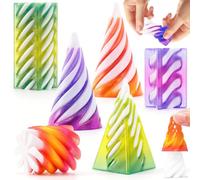 Chennyfun 6 Pcs Impossible Cone, 3D Stampato Spiral Cone Fidget Toy, Impossible Pyramid Passthrough Sculpture, Desktop Spirale Cono Giocattolo Fidget, Giocattoli Fidget Antistress per Adulti e Bambini