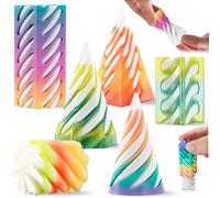 Chennyfun 6 Pezzi Impossible Cone Color Arcobaleno, 3D Stampato Spiral Cone Fidget Toy, Impossible Pyramid Passthrough Sculpture, Decorazione del Desktop Antistress Giocattolo per Bambini Adulti