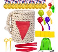 Chennyfun 6m Fune Tiro alla Fune, Gioco di Corda per Tiro alla Fune, Giochi all'aperto per Bambini Adulti, Corda di Cotone per Tiro alla Fune, Cucchiaio per uova, Giochi di Squadra all'aperto
