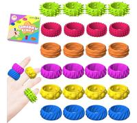Chennyfun Anello Antistress, 24 Anelli Sensoriali per bambini, Anelli per Digitopressione, Texture Anelli Sensoriali in Silicone per Alleviare lo Stress e L'ansia, Anelli Ansiolitici per Bambini