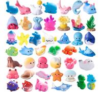 Chennyfun Animali Marini Giocattolo, 44 Pezzi Mini Figurine dell'Oceano, Animali Marini in Miniatura in Resina, Decorazione di Paesaggio in Resina Ocean Micro per Bambini Acquario Marino