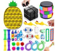 Chennyfun Fidget Toy Set, 30 Pezzi Fidget Toys Pack,Cubo Magico all'Ananas Fidget Toys Set Giochi Sensoriali Anti Ansia e Stress è Adatta per Adulti e Bambini, può Essere Usata Come Regali per Feste