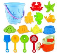 Chennyfun Giocattoli Spiaggia Bambini 15 Pezzi, Set Spiaggia Giocattoli Estivi per Bambini con Stampi di Castello Sabbia, Secchio, Pala, Giocattoli da Spiaggia Set Regali per Ragazzi e Ragazze