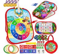 Chennyfun Giochi di Lancio Sacchetti Fagioli Bambini, 6 in 1 Giochi di Lancio con Freccette, Sticky ball, Palline Adesive, Bean Bag, Collapsible Three Sided Garden Games per Interni e Esterni