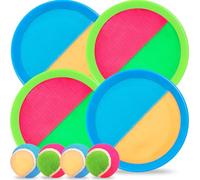 Chennyfun Gioco di Lancio della Palla, Toss e Cattura Gioco della Palla Bambini, Giochi da Giardino con 4 Pagaie-20cm e 4 Palline, Toss & Catch Ball Game, Outdoor Toys Giochi da Spiaggia dai 3 Anni