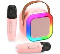 Chennyfun Macchina Karaoke con 2 Microfono, Karaoke Portatile Bambini con Altoparlante Bluetooth, Luce LED ed Effetti di Cambio Voce, Giocattoli per Karaoke Ricaricare per Ragazzi e Ragazze