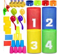 Chennyfun Sports Day Kit, 38 Pezzi Giochi Set per all'Aperto e Giardino Sportivo per Bambini, includere Corsa nei Sacchi, a 3 Gambe e con l’Uovo e Cucchiaio e altro, famiglie Giochi per adulti bambini