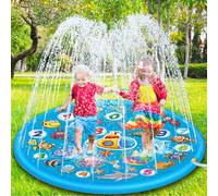 Chennyfun Tappetino Gioco d'Acqua per Bambini, 170cm Aumento Antiscivolo Splash Pad, Spruzza la piscina con giochi d'acqua, Giocattolo per tappetino spray da giardino per giochi all'aperto per Bambini