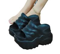 CHENSHI Ciabatte Estive Pantofole con Spolverato da Donna, Sandali di Moda Estiva, per Piattaforma Accresciuta, Usura Esterna-nero-36-37