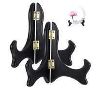 Chenshuo Espositore in legno, cavalletto in legno nero, supporto per piatti orientali, decorazione per la casa, matrimoni, compleanni, tavoli da mostrare, 20 cm, 2 confezioni.