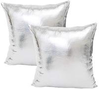 Chenso Fodera per Cuscino con Paillettes Glitterate Tinta Unita Fodera per Cuscino Quadrato per Divano Car Home Decor 40x40cm Set di 2-Argento Brillante