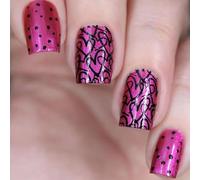 Chenxi Studio 24pcs Press On Nails Breve Piazza Unghie Finte Con Cuore Disegni Stick on Unghie Manicure French Nails Art Per Le Donne