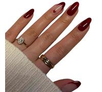 Chenxi Studio 24Pcs Press on Nails Mandorla Acrilico Unghie Coperture Piene Punte Francesi Lucide Unghie Finte Per Le Donne