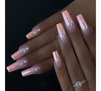 Chenxi Studio 24Pcs Press On Nails Set Lungo Quadrato Francese Unghie Finte Stick on Unghie Manicure Unghie Arte Per Autunno