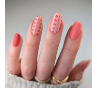 Chenxi Studio 24pcs San Valentino Press On Nails Breve Forma Quadrata Acrilico Unghie Finte Per Le Donne Con Cuore Disegni Stick on Nails