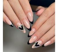 Chenxi Studio 24pcs San Valentino Press On Nails Mandorla Francese Tip Unghie Finte Con Cuore Disegni Unghie Accessori Stick sulle Unghie