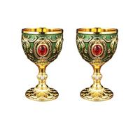 Chenxi Studio 2Pcs Vintage Medievale Calice Bere Bicchiere Tazza di Metallo Bicchiere di Vino Forniture per il Partito per la Collezione Decorazione Della Casa Decorazione
