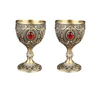 Chenxi Studio 2Pcs Vintage Medievale Calice Bere di Vetro Bere Tazza di Metallo Vino Vetro Forniture Per La Collezione Decorazione Della Casa Decorazione