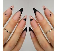 Chenxi Studio 48pcs San Valentino Press on Nails French Tips Mandorla Stick sulle Unghie Con Cuore Disegni Unghie Accessori Per Le Donne