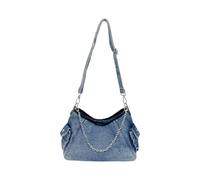 Chenxi Studio Alla moda Jean Borsa Ascellare Con Tracolla A Catena Staccabile Compatto Delle Donne Casual Borsa A Spalla Accessorio All'aperto Borsa, Blu, One Size