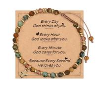 Chenxi Studio Braccialetto rigido con ciondolo in pietra con biglietto di benedizione, regalo per compagni aderenti, famiglia, entità idolatriche, cresima, regali per lei, Misura unica, come descritto