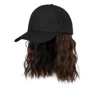 Chenxi Studio Cappello da baseball da donna corto e riccio alla moda, regolabile, con parrucca, accessori per vestire, copricapo in fibra sintetica, Marrone scuro, Taglia unica