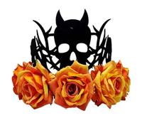 Chenxi Studio Copricapo per Halloween, strega, diavolo, corone con design a fiori di rosa, accessorio per costume in morbido tessuto per adulti e bambini