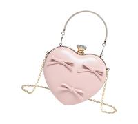 Chenxi Studio Elegante borsa da sera a forma di cuore per le donne pratiche borse a tracolla in PU borsa con fiocchi ornamento per feste borsa di stoccaggio trucco, P, One Size
