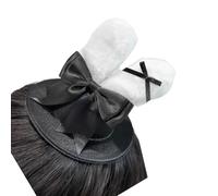 Chenxi Studio Elegante piccolo cappello clip per capelli con orecchie di coniglio fiocco comodo indossare cappello a cilindro anime barrette per feste a tema riunioni accessori per capelli donna