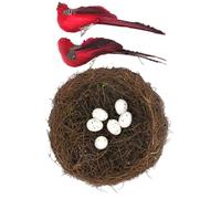 Chenxi Studio Nido decorativo a tema pasquale fatto a mano in rattan con uova di uccelli per composizioni da tavolo Home Party Photo Staging Pasqua Party Table Centrotavola