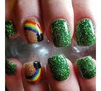 Chenxi Studio Patrick's Day Press On Nails Unghie finte Colle sulle Unghie Unghie Acriliche Artificiali Stick On Nails con Arcobaleni Disegni