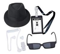 Chenxi Studio Servizio Segreto Costume Accessori Set Agente Costume Auricolare Cravatta Lavoro Permesso Caps Occhiali Da Sole Per Halloween Cosplay Agente Segreto Cosplay