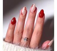 Chenxi Studio Unghie finte a mandorla a pressione, unghie finte in acrilico lucido, unghie da attaccare sulle unghie per donne, 24 pezzi, 12 misure, colla sulle unghie