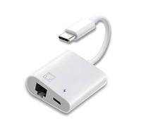 Chenyang - Adattatore di rete 2 in 1 da USB C a RJ45 100 Mbps con carica PD 24W per laptop, tablet e telefono