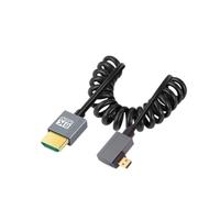 chenyang Cavo a spirale HDMI 2.1, HDMI maschio a micro HDMI, 90 gradi ad angolo sinistro, 8 K @ 60 Hz 4 K @ 120 Hz 48 Gbps cavo placcato oro ultra veloce 1,0 m per TV, monitor, computer