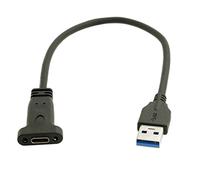 JSER - Cavo dati da USB-C 3.1 femmina a USB 3.0 di tipo A maschio, 20 cm, con fori di montaggio