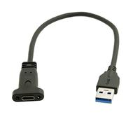 JSER - Cavo dati da USB-C 3.1 femmina a USB 3.0 di tipo A maschio, 20 cm, con fori di montaggio