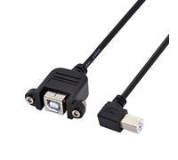 ChenYang, cavo di prolunga con angolo sinistro di 90 gradi, presa USB tipo B da maschio a femmina, con viti per montaggio a pannello, 50 cm
