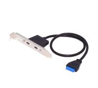 Chenyang - Cavo di prolunga da header USB 3.0, 19/20 pin, 1 maschio a 2 femmine USB C, per pannello posteriore dello chassis, con staffa per slot PCI-E da 12 cm