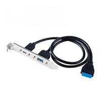ChenYang - Cavo di prolunga da header USB 3.0 del pannello frontale 19/20Pin a porta del pannello posteriore del telaio USB C e USB 3.0 femmina con staffa per slot PCI-E da 12 cm