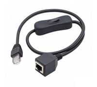 chenyang Cavo di prolunga per interruttore RJ45, CAT6 RJ45 da maschio a femmina, con pulsante di accensione e spegnimento, cavo di prolunga di rete Ethernet, 0,6 m