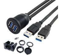 chenyang Cavo di prolunga USB 3.0 a doppia porta da 2 maschio a 2 femmina per montaggio a pannello cruscotto auto