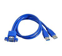 chenyang Cavo di prolunga USB 3.0 tipo A da 2 maschi a 2 femmine da 50cm con fori per montaggio a pannello a vite