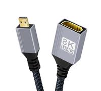 chenyang Cavo HDMI 2.1 8K, da micro HDMI maschio a HDMI femmina, 8K a 60 Hz, 4K a 120 Hz, 48 Gbps, ad altissima velocità, placcato oro, cavo intrecciato da 17 cm, per TV, monitor, computer