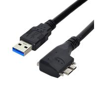 chenyang Cavo Micro USB 3.0, USB 3.0 Maschio a Micro B Maschio Cavo di Prolunga per Trasferimento Dati ad Angolo Retto di 90 Gradi con Viti per Pannello di Montaggio 0.52M