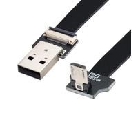 chenyang Cavo piatto micro USB 2.0 maschio a micro USB maschio, angolo di 90 gradi verso il basso, cavo di prolunga flessibile, 0,5 m